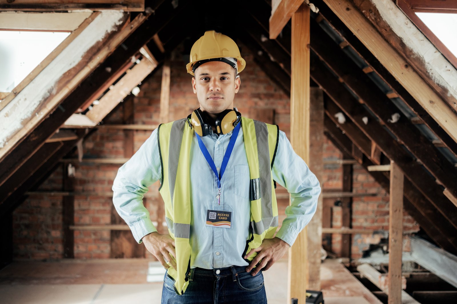 A masonry restoration specialist in front of a building facade
